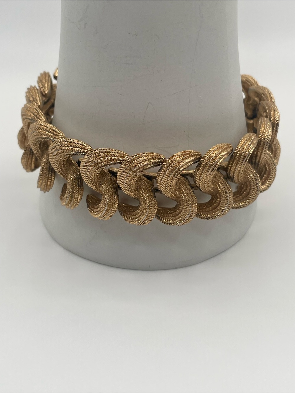 VTG Monet Gold-Tone Textured S-Link Statement Bracelet